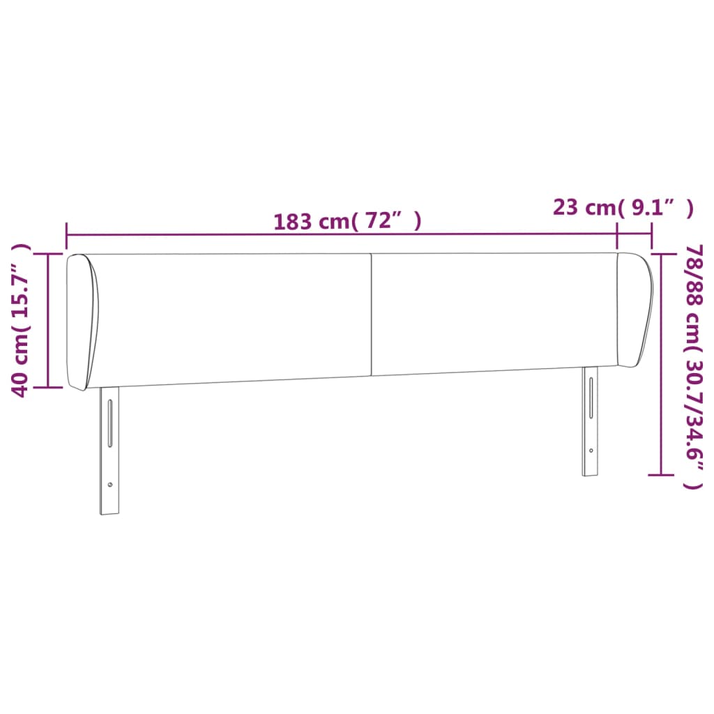 Testiera ad Orecchio Grigio Scuro 183x23x78/88 cm in Tessuto