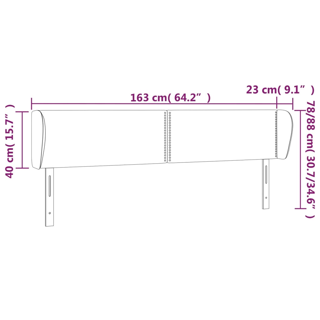 Testiera ad Orecchio Grigio Scuro 163x23x78/88 cm in Tessuto - homemem39