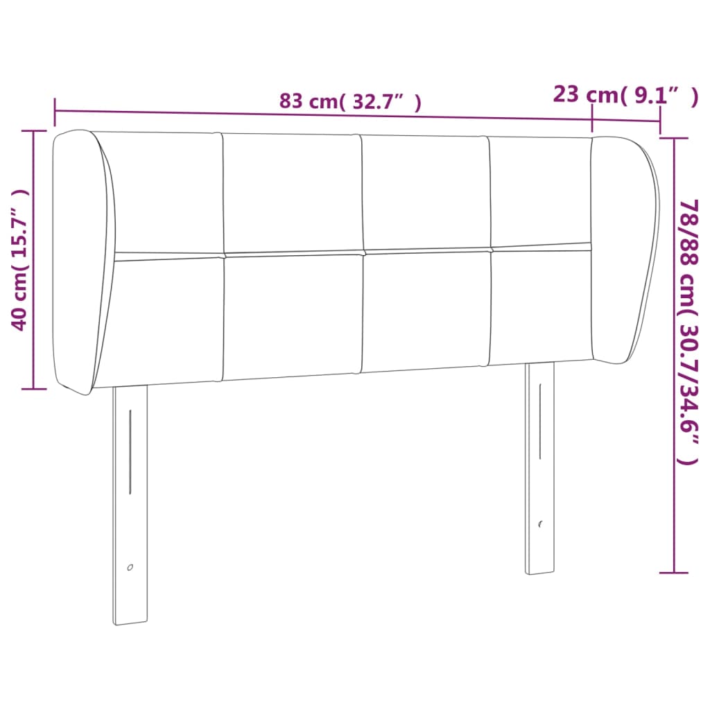 Testiera ad Orecchio Grigio Scuro 83x23x78/88 cm in Tessuto