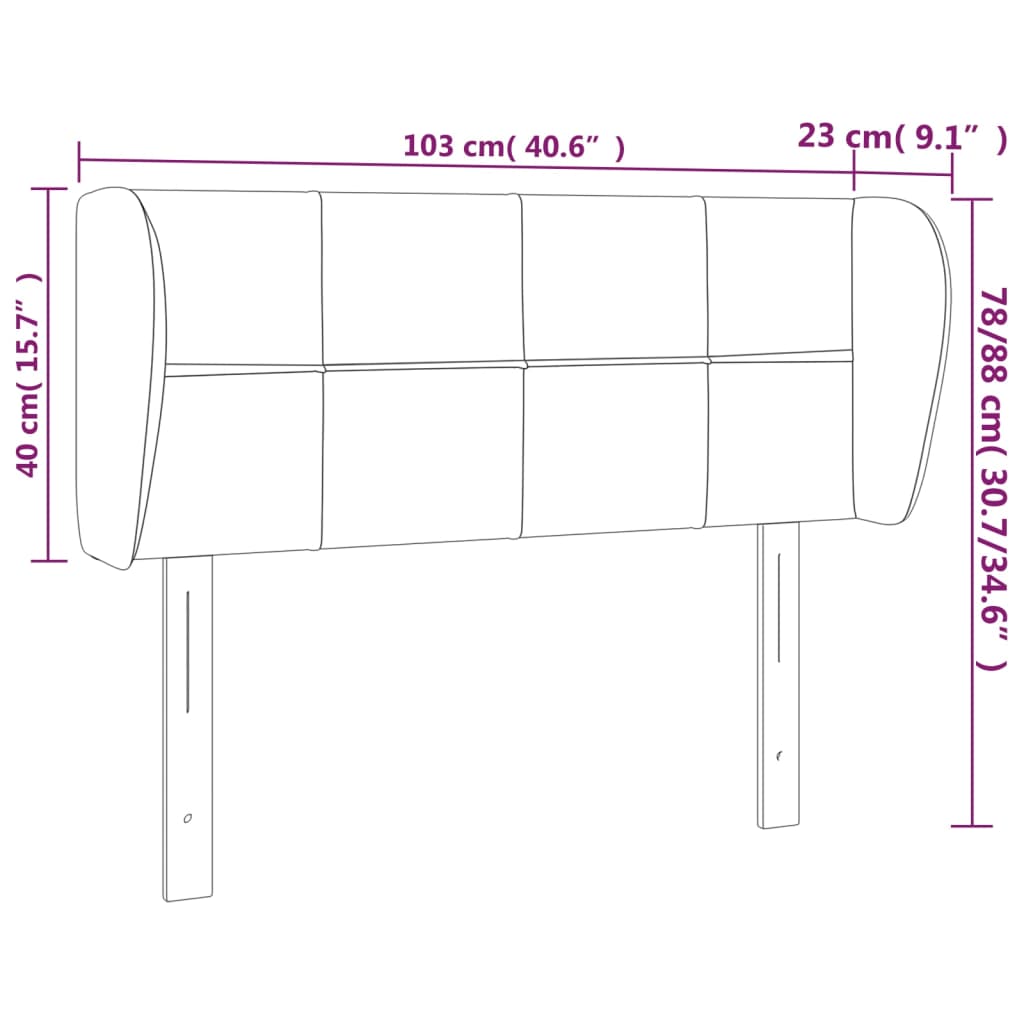 Testiera ad Orecchio Grigio Scuro 103x23x78/88 cm in Tessuto - homemem39