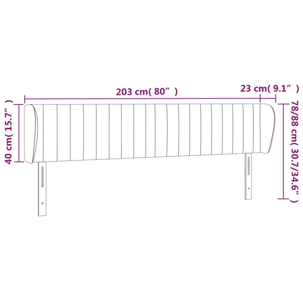 Testiera ad Orecchio Grigio Scuro 203x23x78/88 cm in Tessuto - homemem39