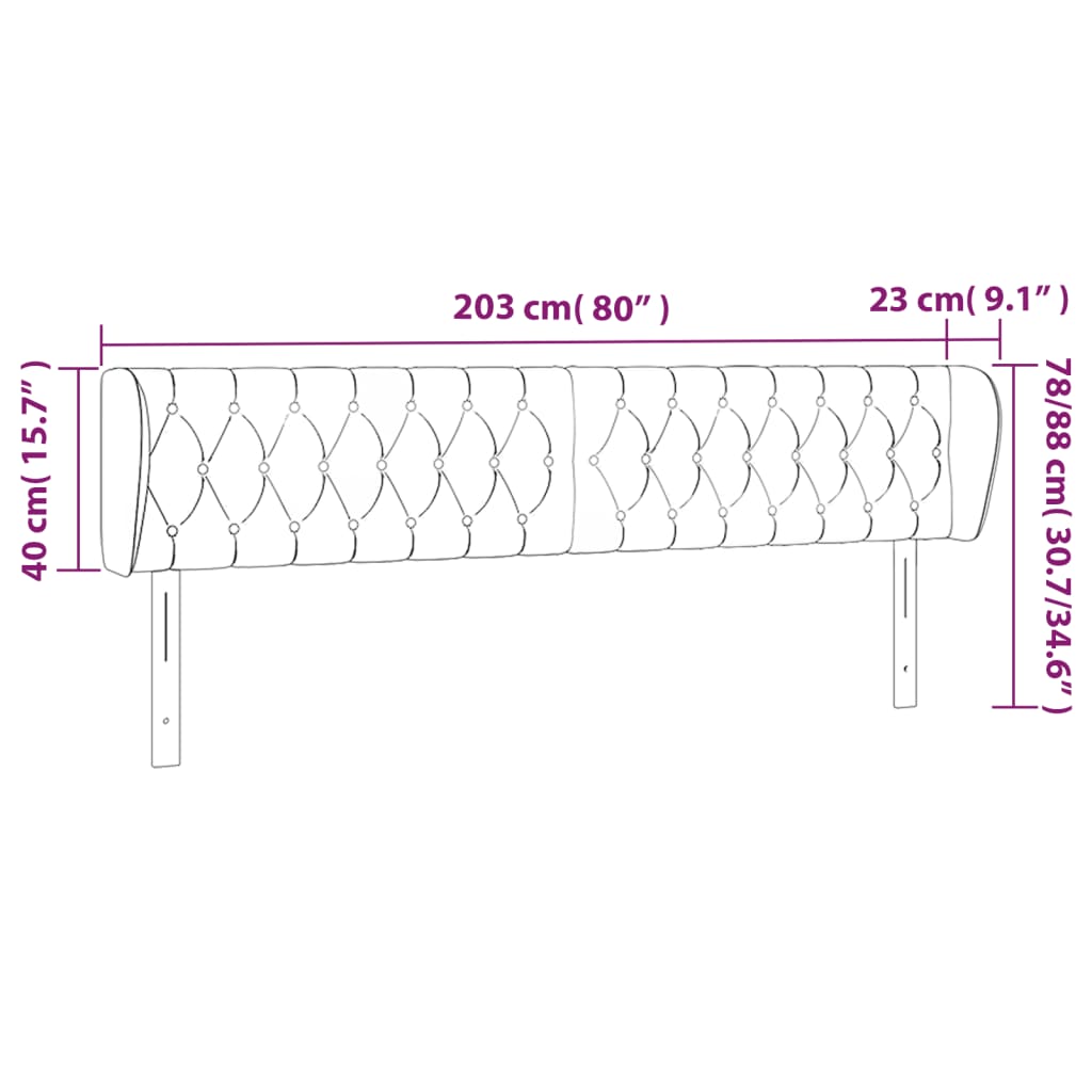 Testiera ad Orecchio Grigio Scuro 203x23x78/88 cm in Tessuto - homemem39