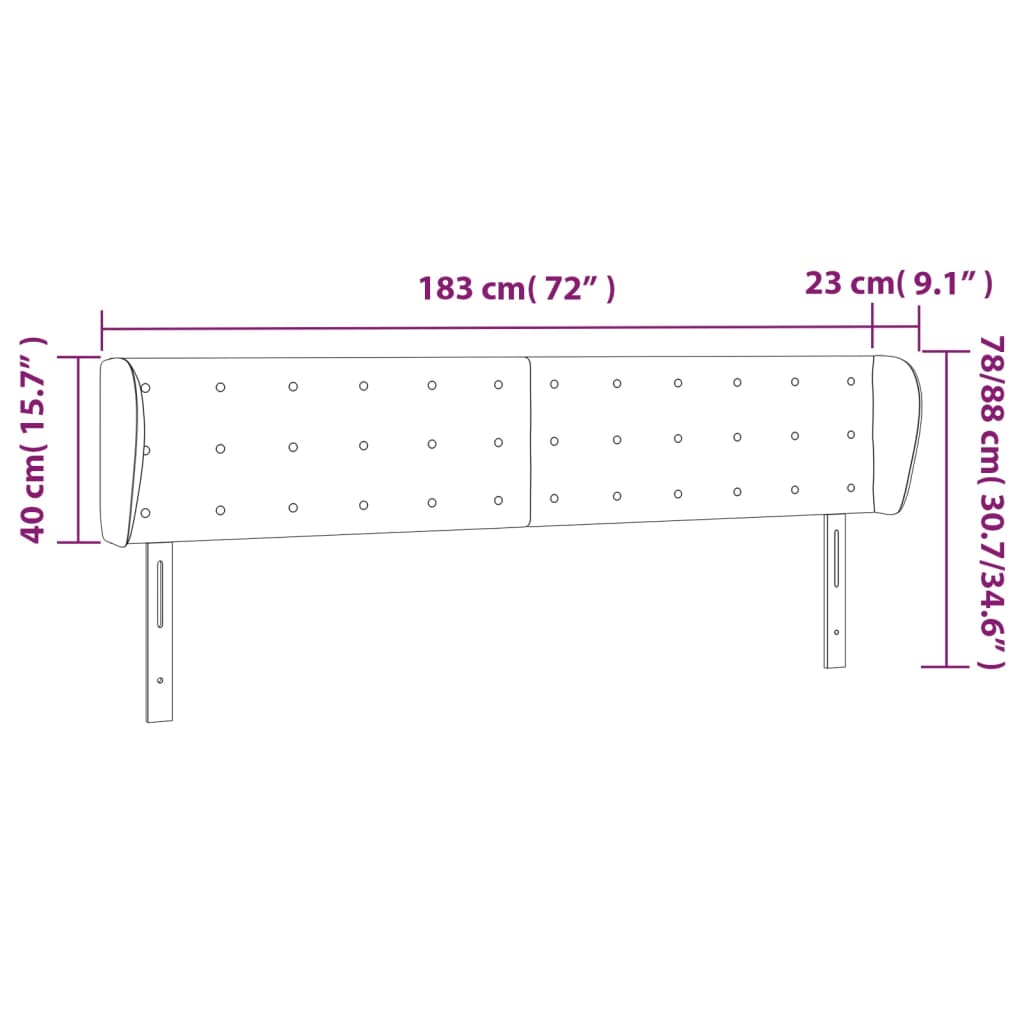 Testiera ad Orecchio Grigio Scuro 183x23x78/88 cm in Tessuto