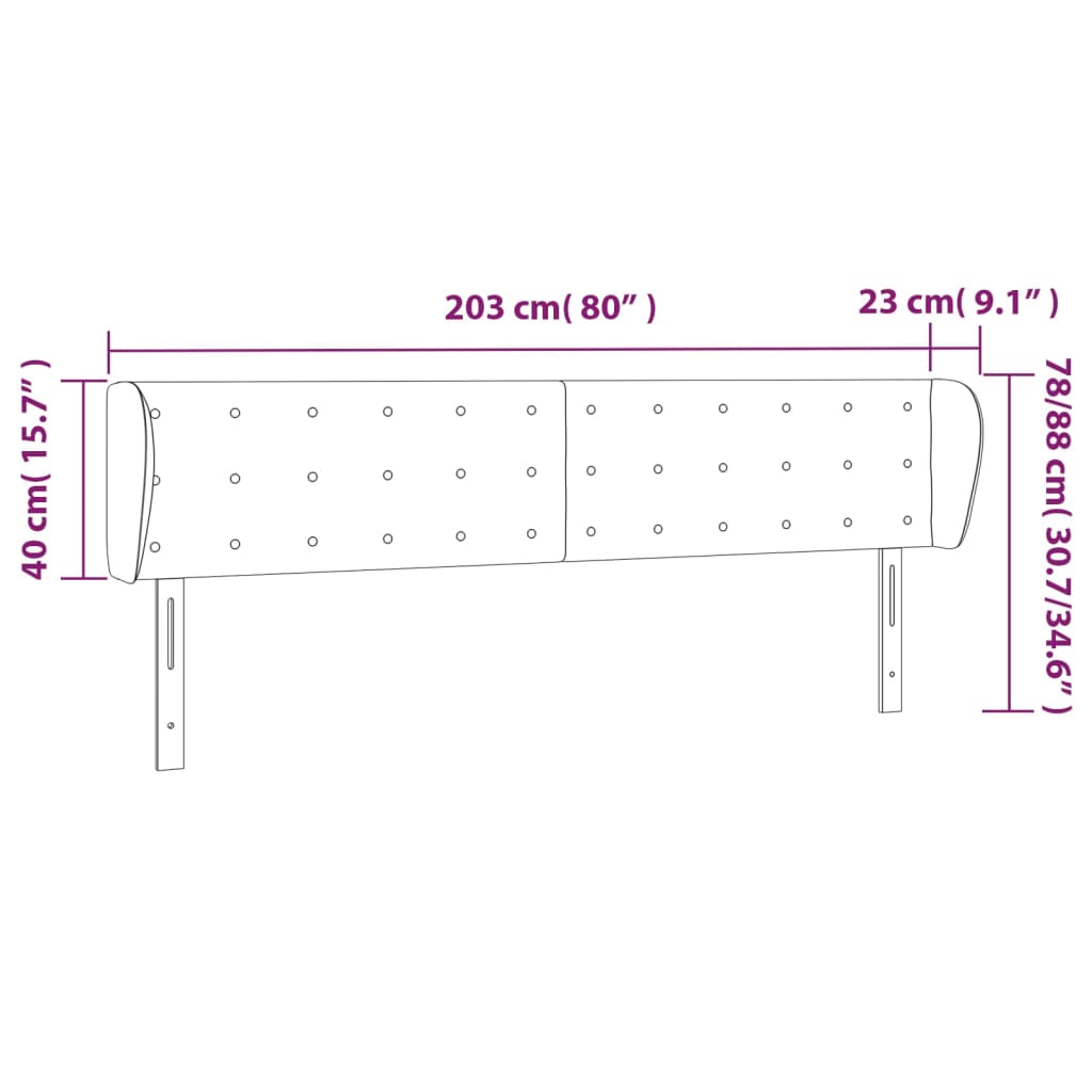 Testiera ad Orecchio Grigio Scuro 203x23x78/88 cm in Tessuto - homemem39