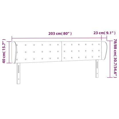 Testiera ad Orecchio Grigio Scuro 203x23x78/88 cm in Tessuto