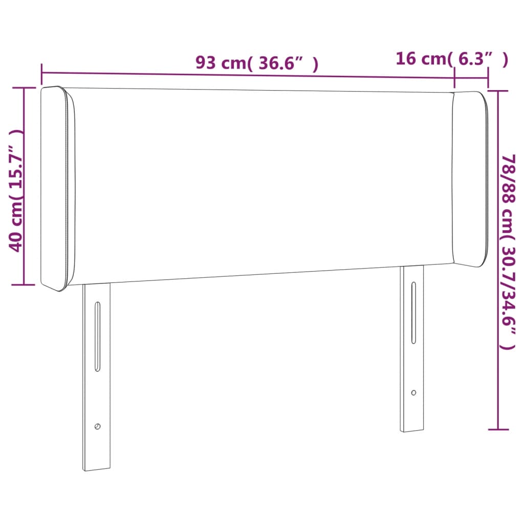 Testiera ad Orecchio Marrone Scuro 93x16x78/88 cm in Tessuto - homemem39