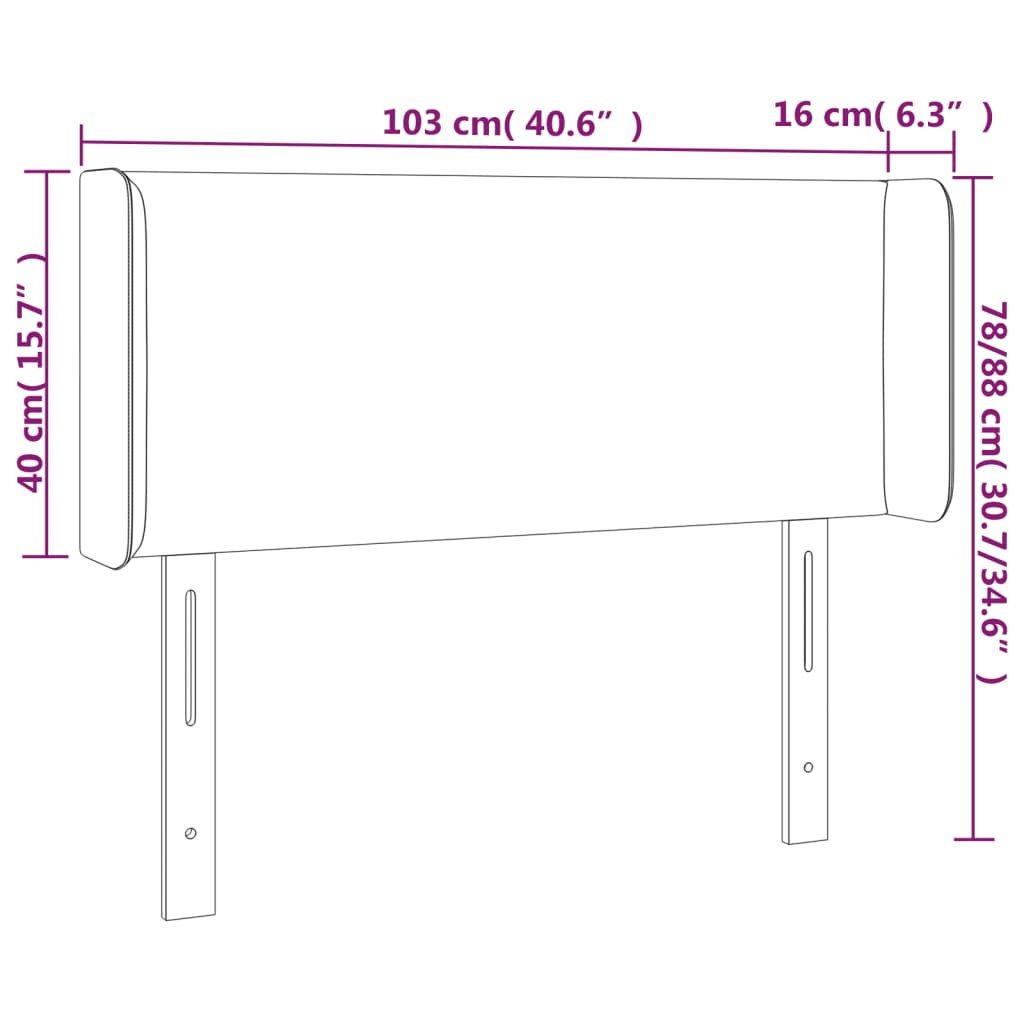 Testiera ad Orecchio Blu 103x16x78/88cm in Tessuto