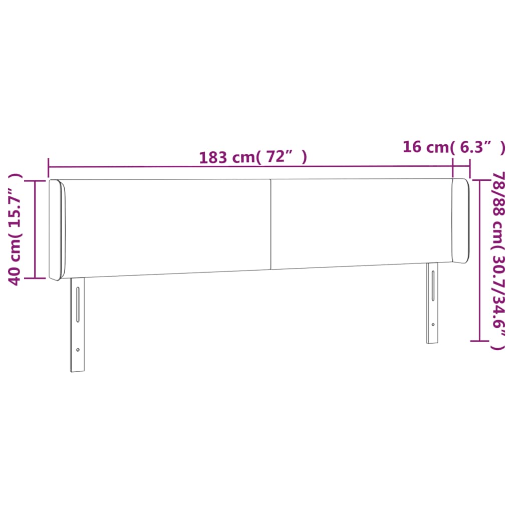 Testiera ad Orecchio Marrone Scuro 183x16x78/88 cm in Tessuto - homemem39