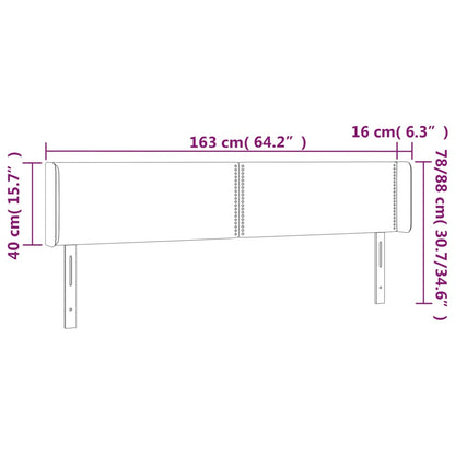 Testiera ad Orecchio Marrone Scuro 163x16x78/88 cm in Tessuto - homemem39