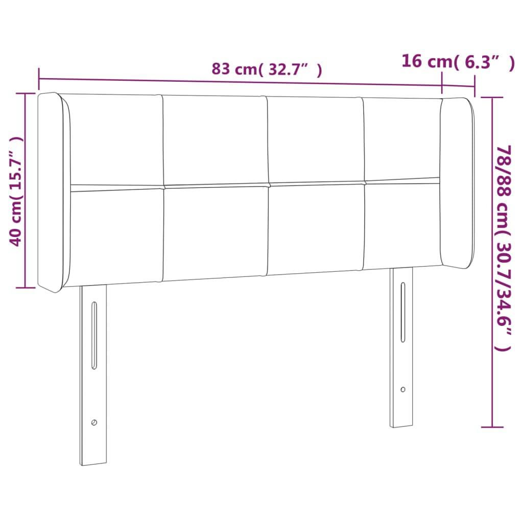 Testiera ad Orecchio Marrone Scuro 83x16x78/88 cm in Tessuto - homemem39