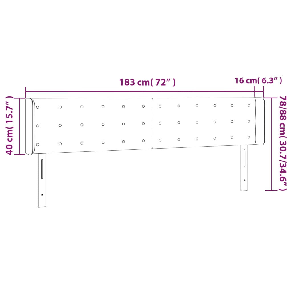 Testiera ad Orecchio Grigia 183x16x78/88 cm in Similpelle