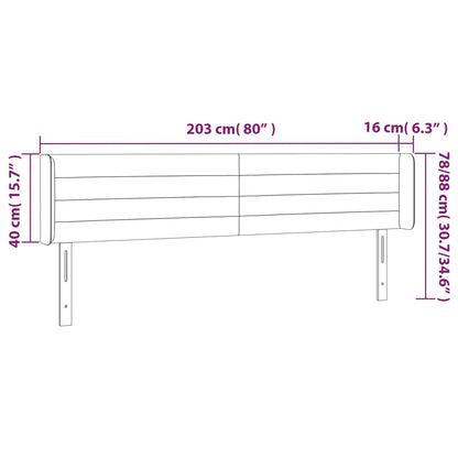 Testiera ad Orecchio Marrone Scuro 203x16x78/88 cm in Tessuto - homemem39