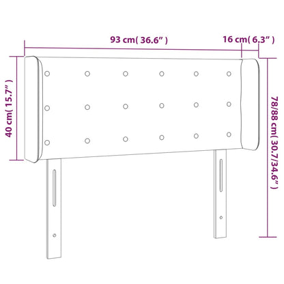 Testiera ad Orecchio Nera 93x16x78/88 cm in Tessuto