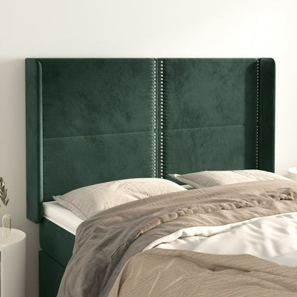 Testiera ad Orecchio Verde Scuro 147x23x118/128cm in Velluto - homemem39