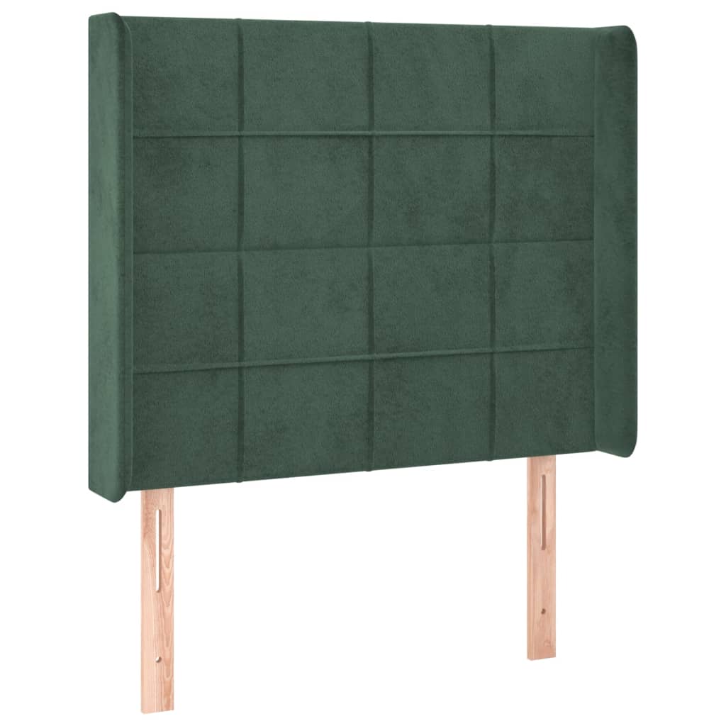 Testiera ad Orecchio Verde Scuro 103x16x118/128cm in Velluto