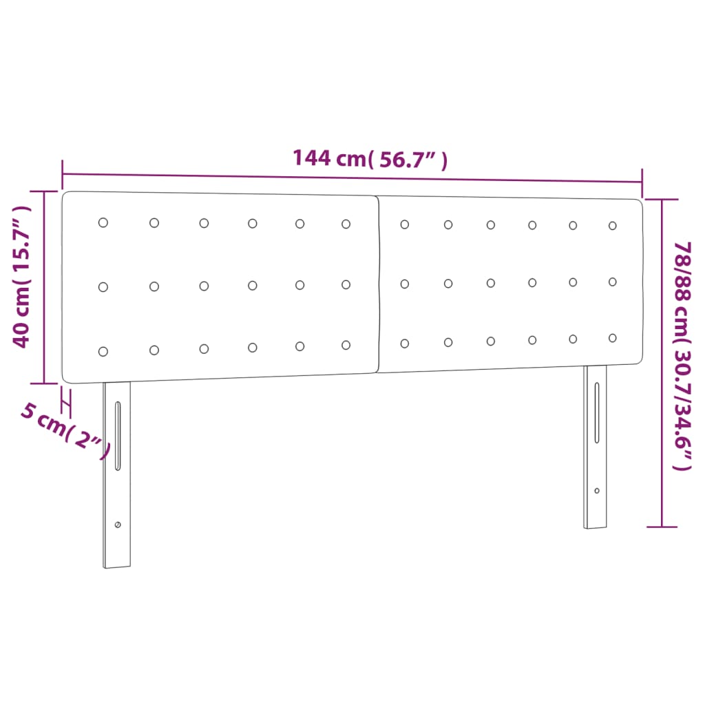 Testiera a LED Nera 144x5x78/88 cm in Velluto - homemem39