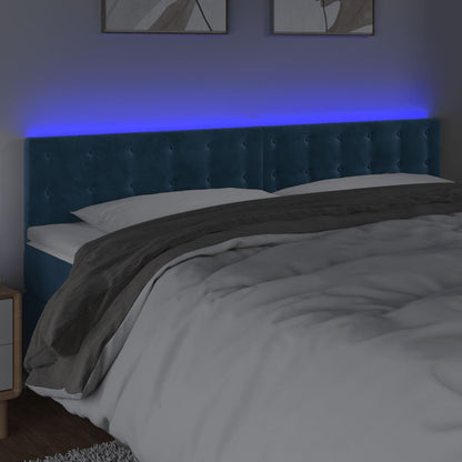 Testiera a LED Blu Scuro 180x5x78/88 cm in Velluto - homemem39