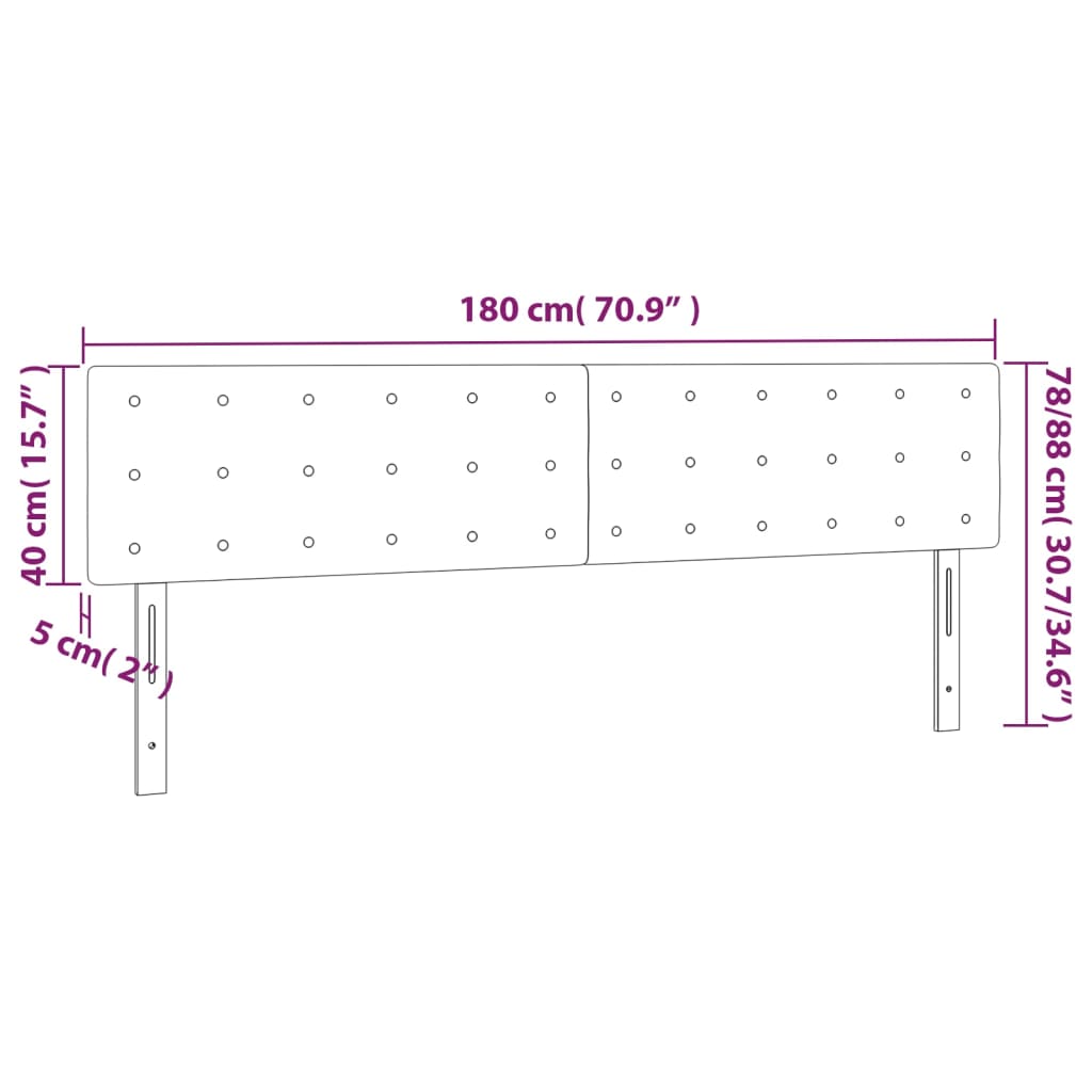 Testiera a LED Blu Scuro 180x5x78/88 cm in Velluto - homemem39