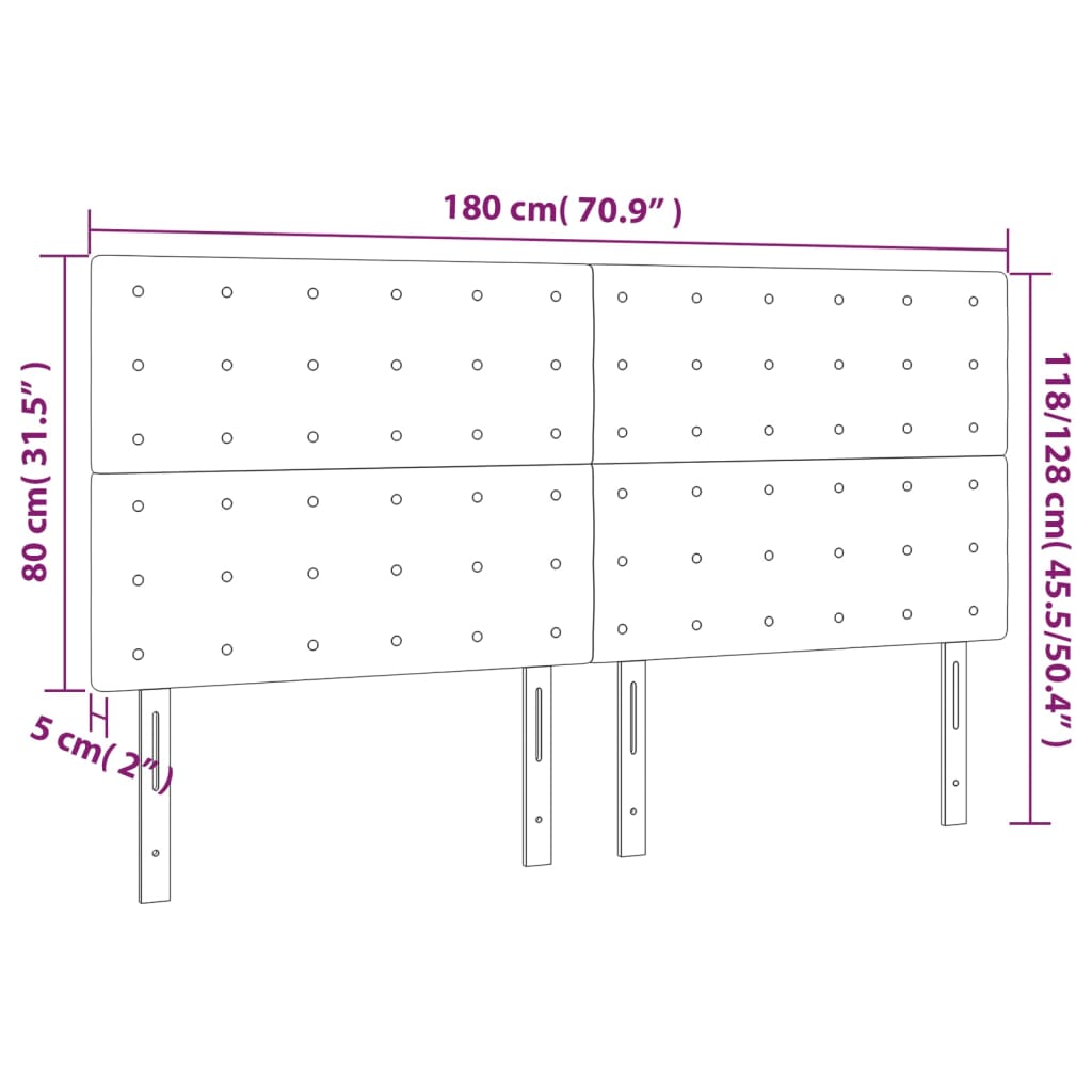 Testiera a LED Cappuccino 180x5x118/128 cm in Similpelle - homemem39