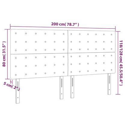 Testiera a LED tortora 200x5x118/128cm in Tessuto