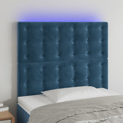 Testiera a LED Blu Scuro 90x5x118/128 cm in Velluto - homemem39