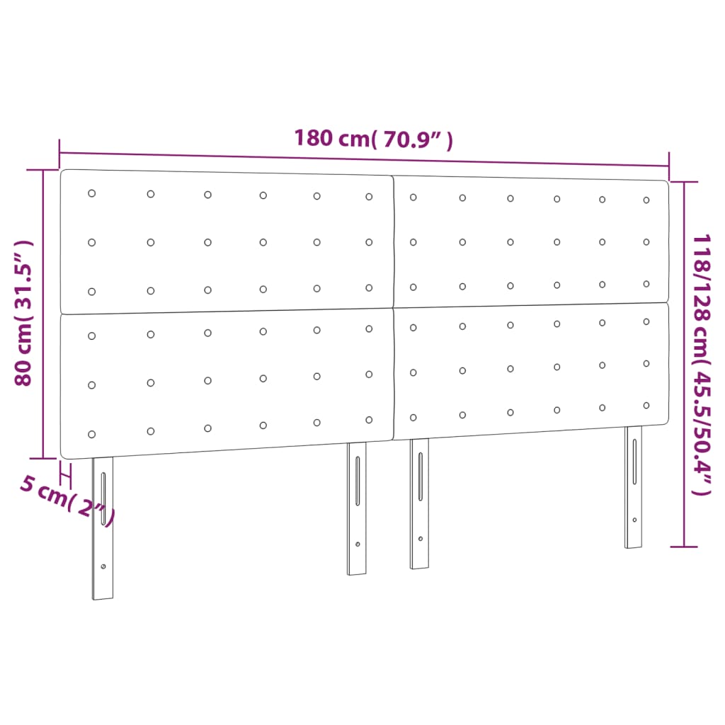 Testiera a LED Blu Scuro 180x5x118/128 cm in Velluto - homemem39