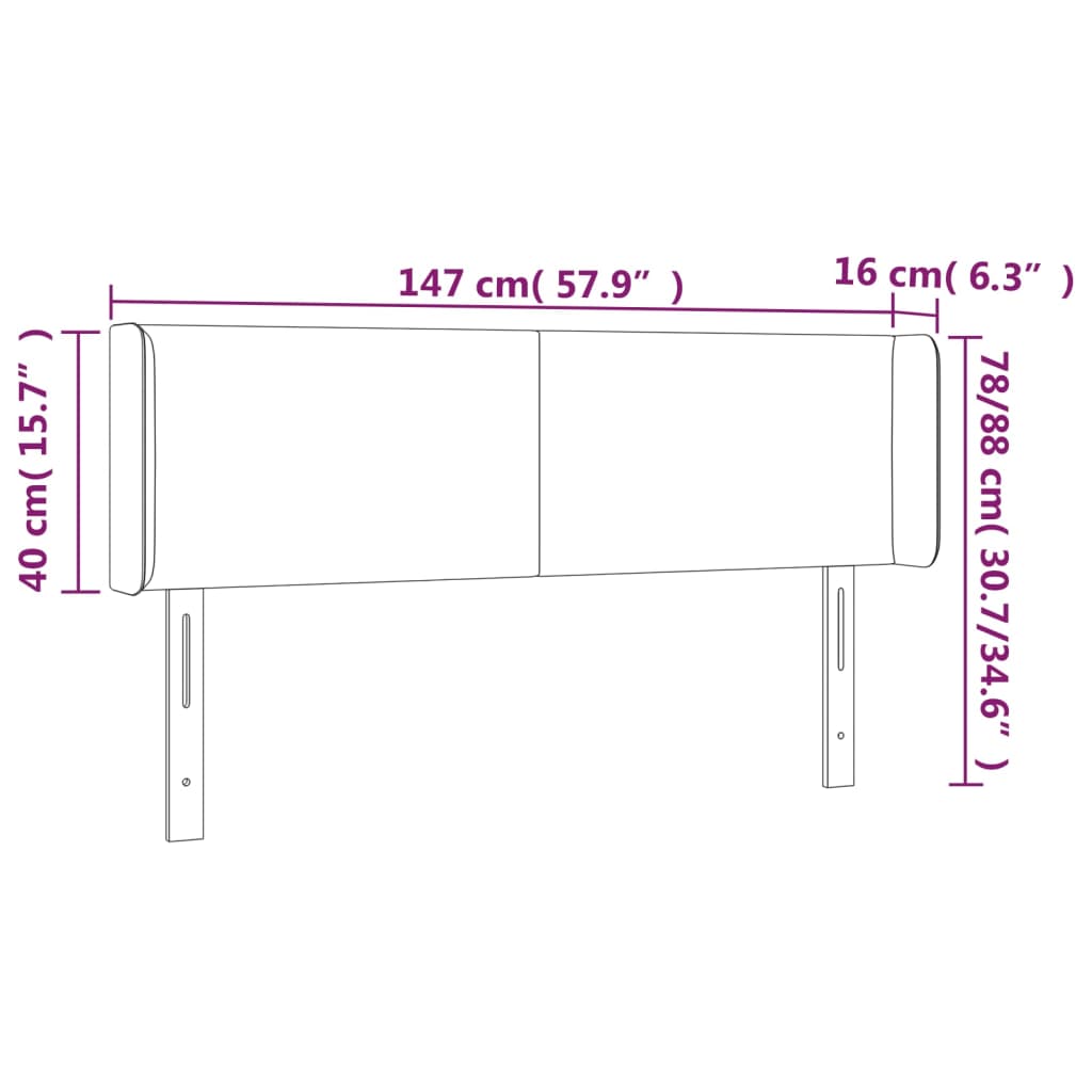 Testiera a LED Marrone Scuro 147x16x78/88 cm in Tessuto