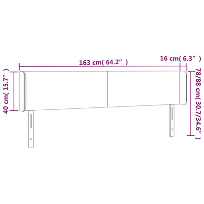 Testiera a LED Nera 163x16x78/88 cm in Tessuto - homemem39