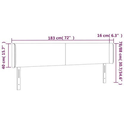 Testiera a LED Nera 183x16x78/88 cm in Tessuto