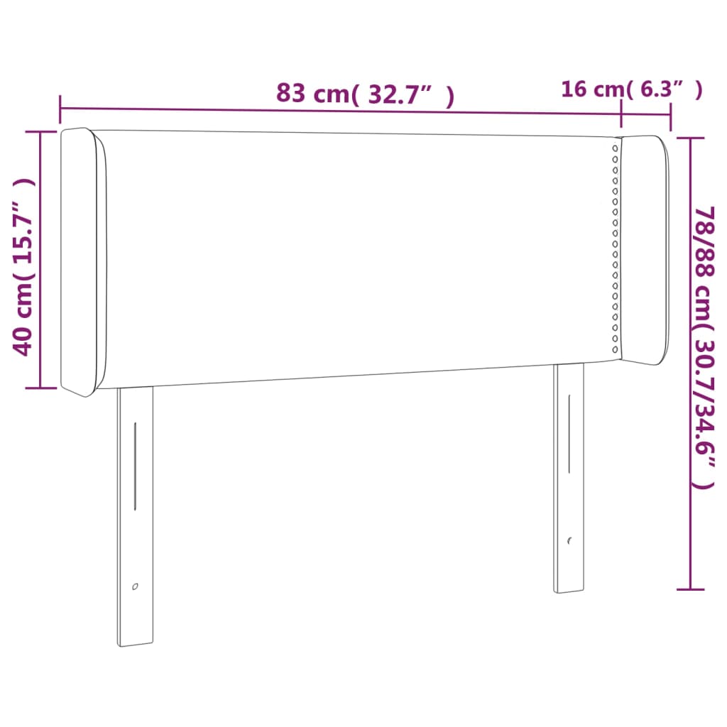 Testiera a LED Nera 83x16x78/88 cm in Tessuto - homemem39