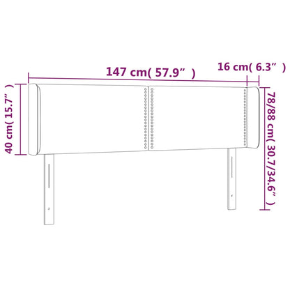 Testiera a LED Marrone Scuro 147x16x78/88 cm in Tessuto