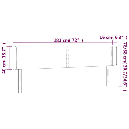 Testiera a LED Marrone Scuro 183x16x78/88 cm in Tessuto