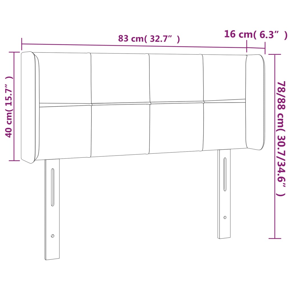 Testiera a LED Nera 83x16x78/88 cm in Tessuto - homemem39