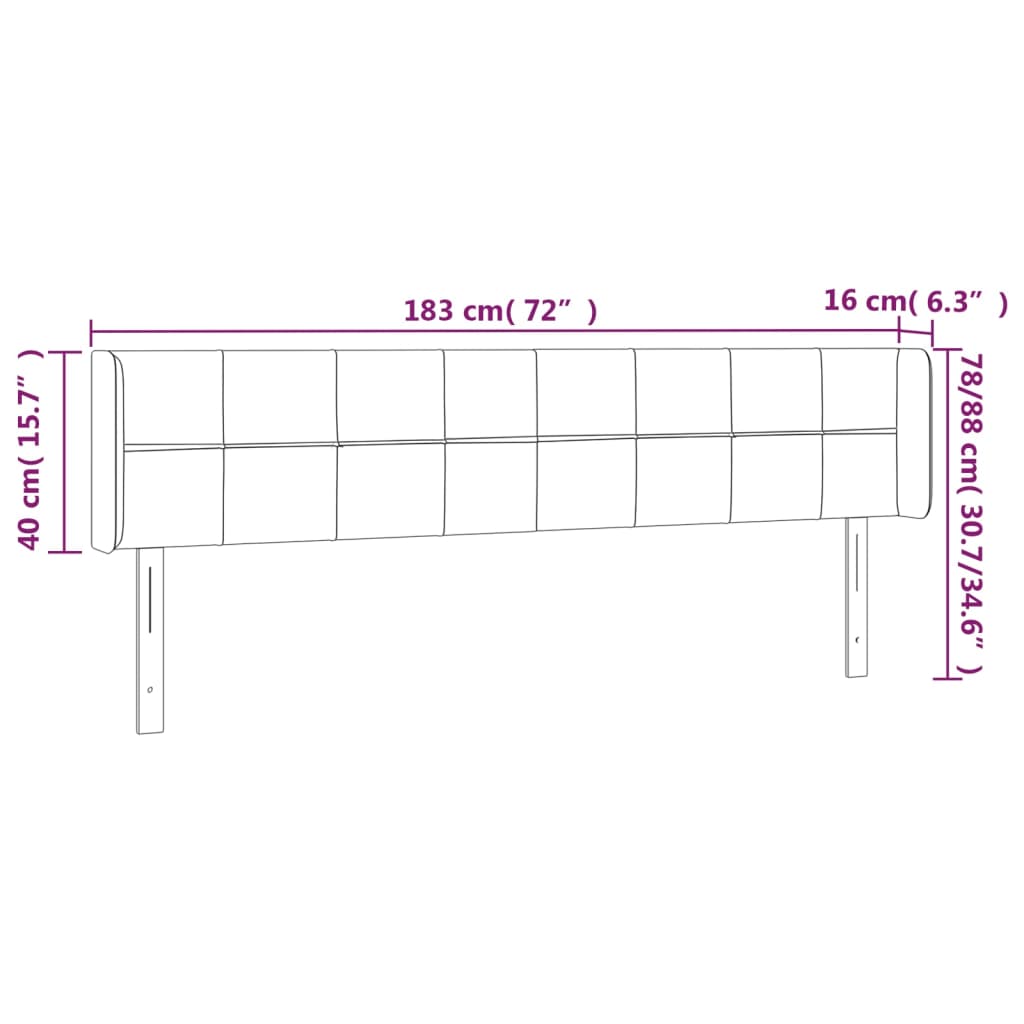 Testiera a LED Nera 183x16x78/88 cm in Tessuto - homemem39