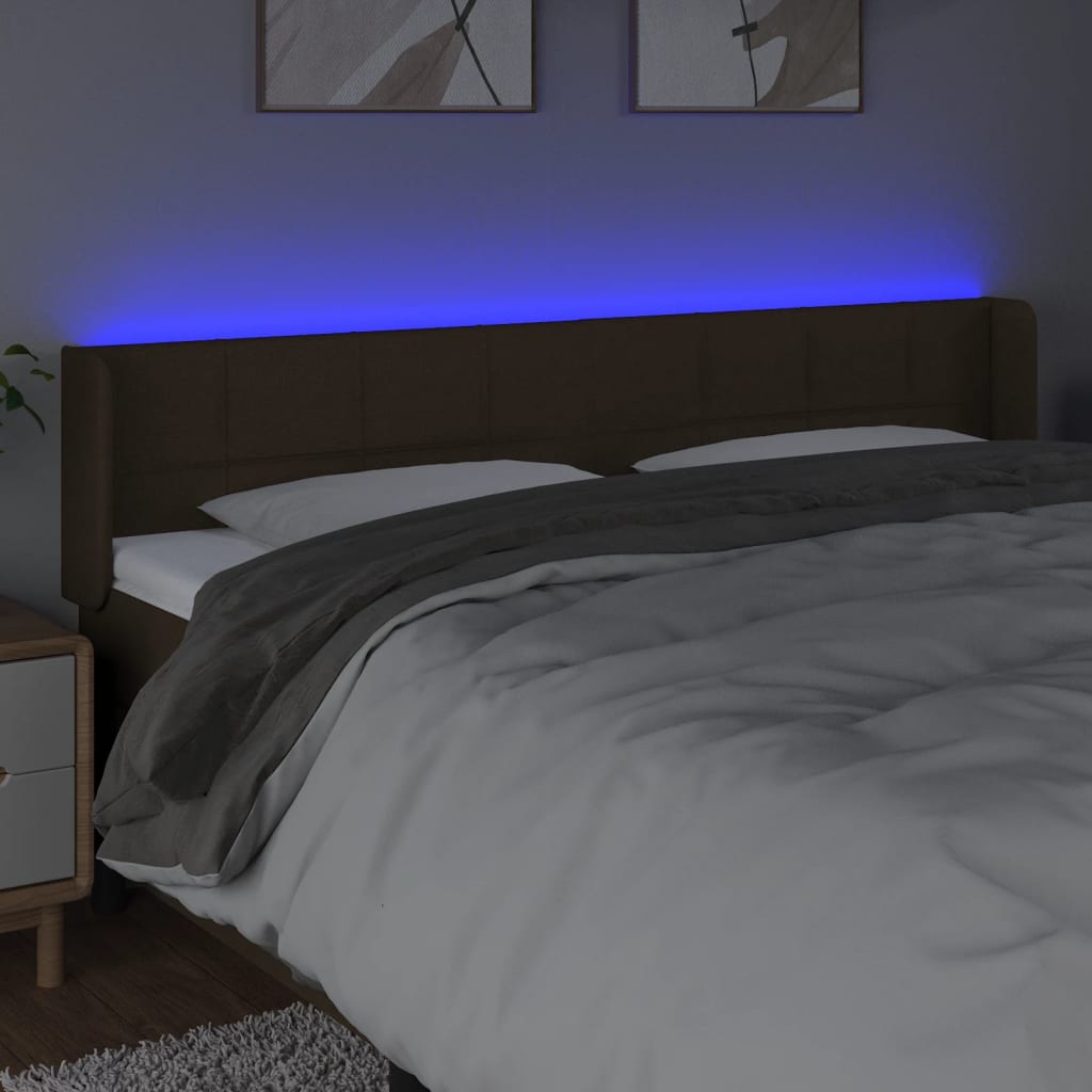 Testiera a LED Marrone Scuro 183x16x78/88 cm in Tessuto - homemem39