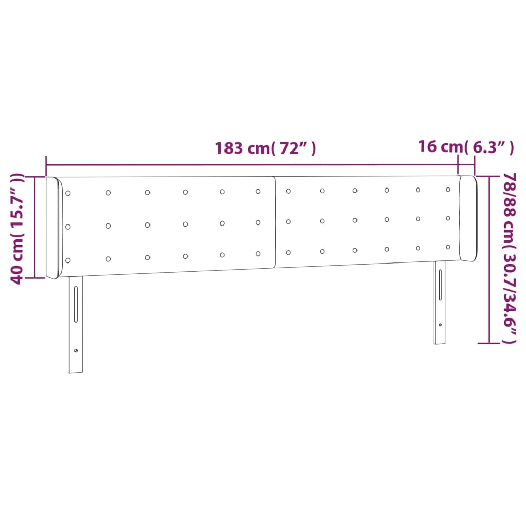 Testiera a LED Grigia 183x16x78/88 cm in Similpelle