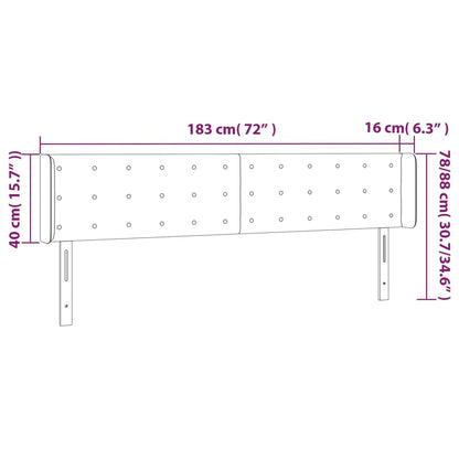 Testiera a LED Grigia 183x16x78/88 cm in Similpelle