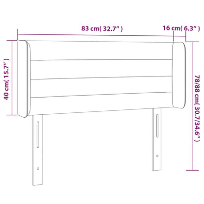 Testiera a LED Nera 83x16x78/88 cm in Tessuto