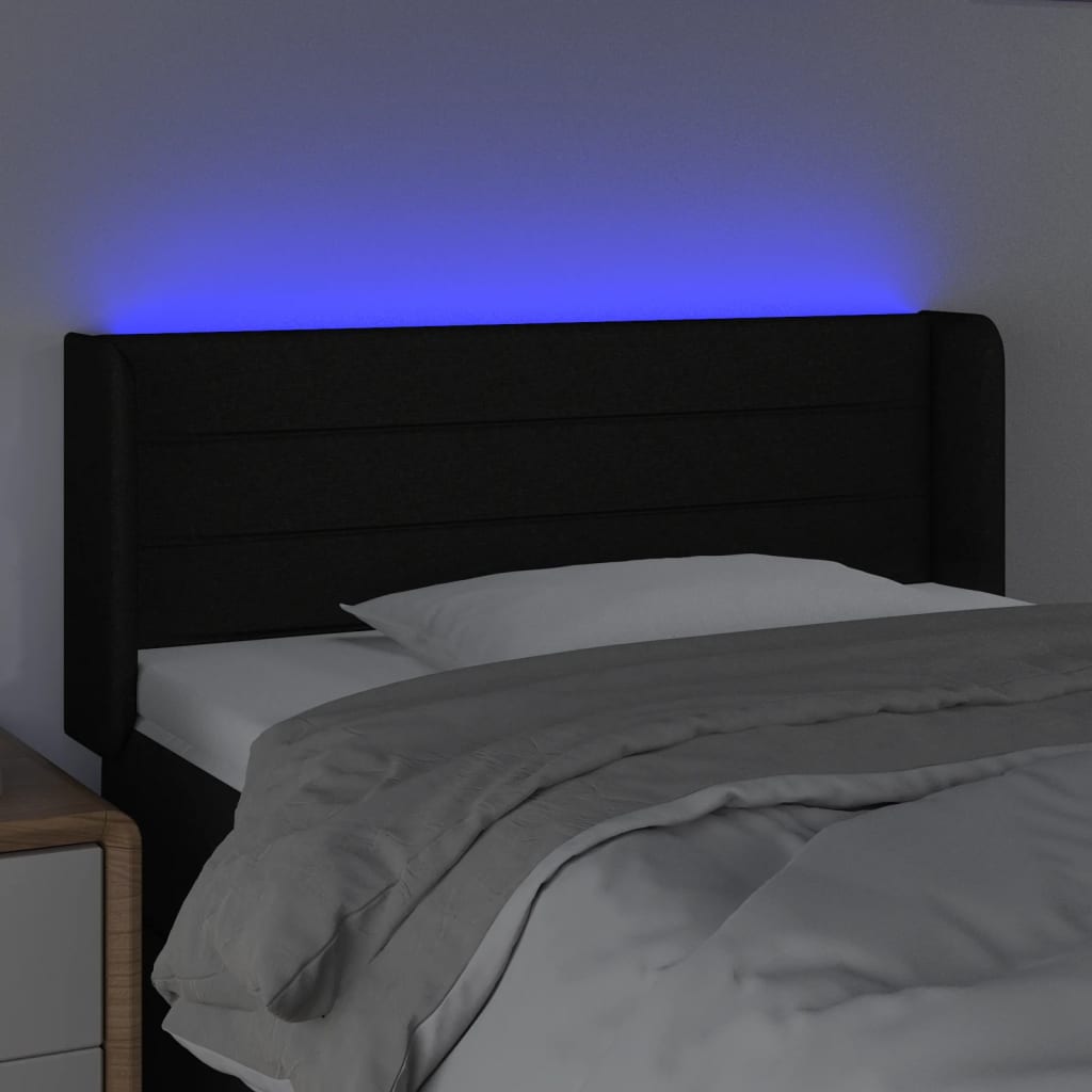 Testiera a LED Nera 103x16x78/88 cm in Tessuto - homemem39