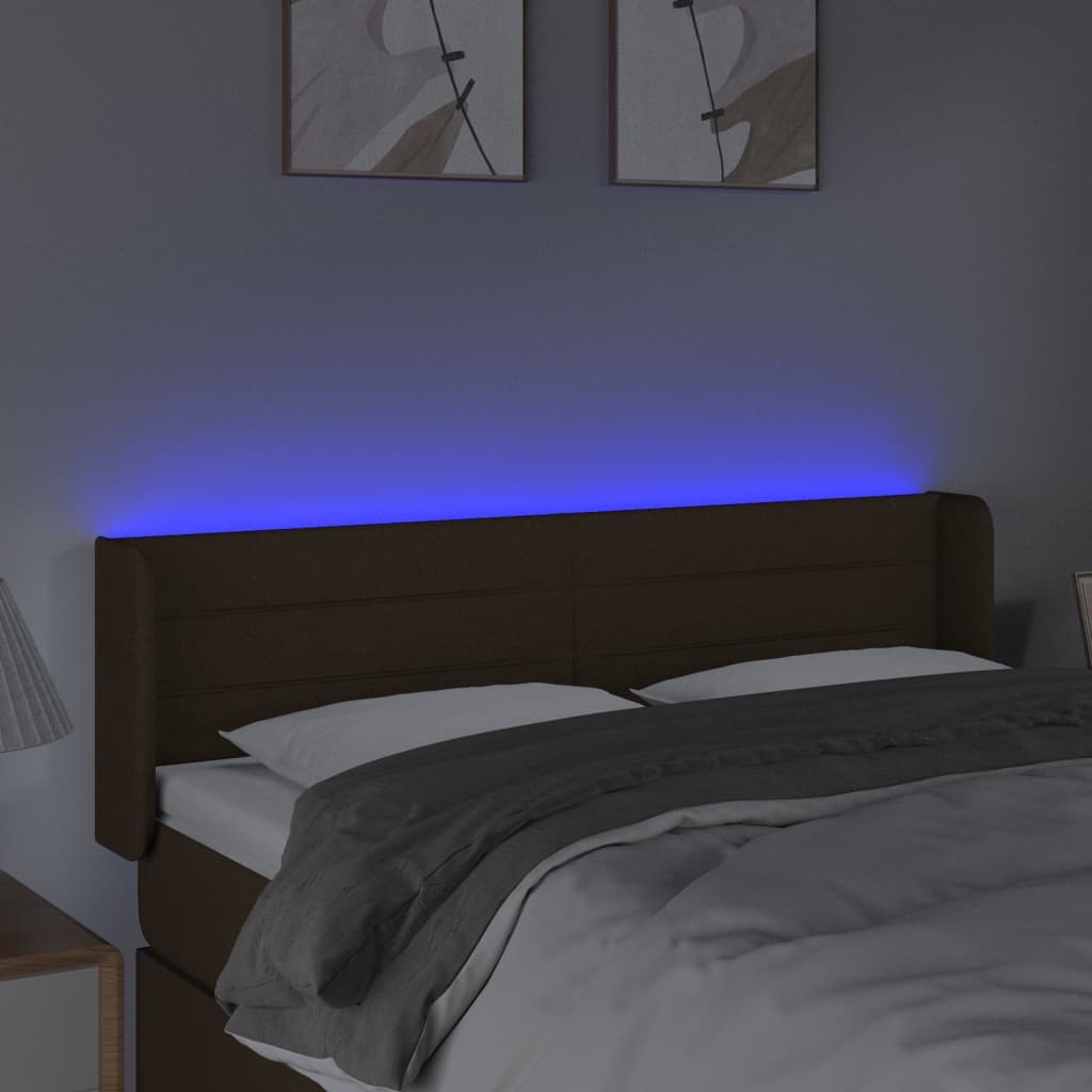 Testiera a LED Marrone Scuro 147x16x78/88 cm in Tessuto - homemem39