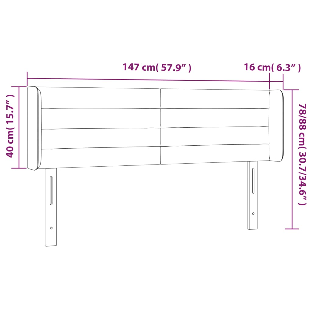 Testiera a LED Marrone Scuro 147x16x78/88 cm in Tessuto - homemem39