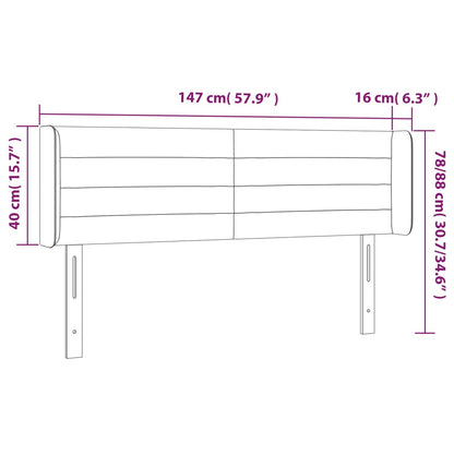 Testiera a LED Marrone Scuro 147x16x78/88 cm in Tessuto - homemem39