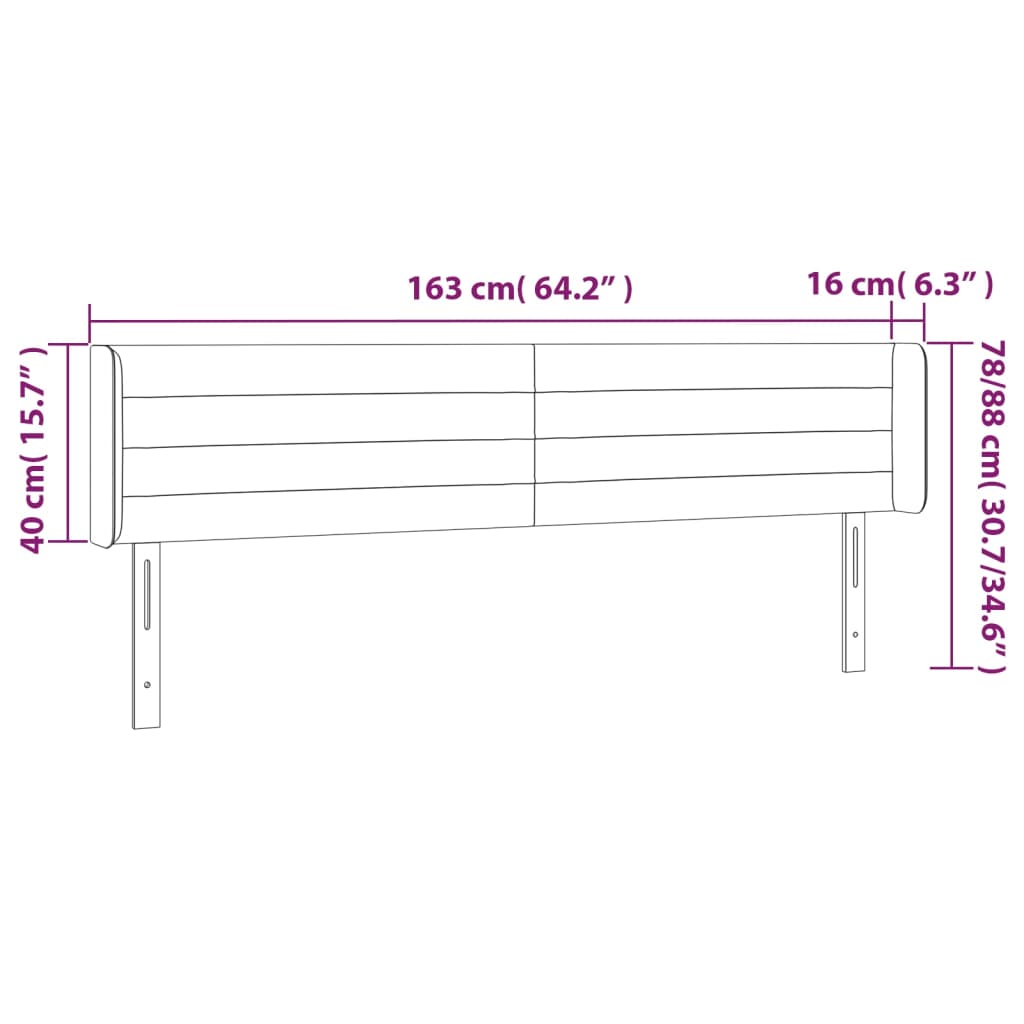 Testiera a LED Nera 163x16x78/88 cm in Tessuto - homemem39