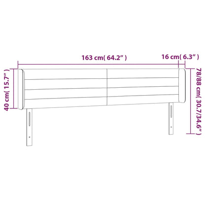 Testiera a LED Nera 163x16x78/88 cm in Tessuto