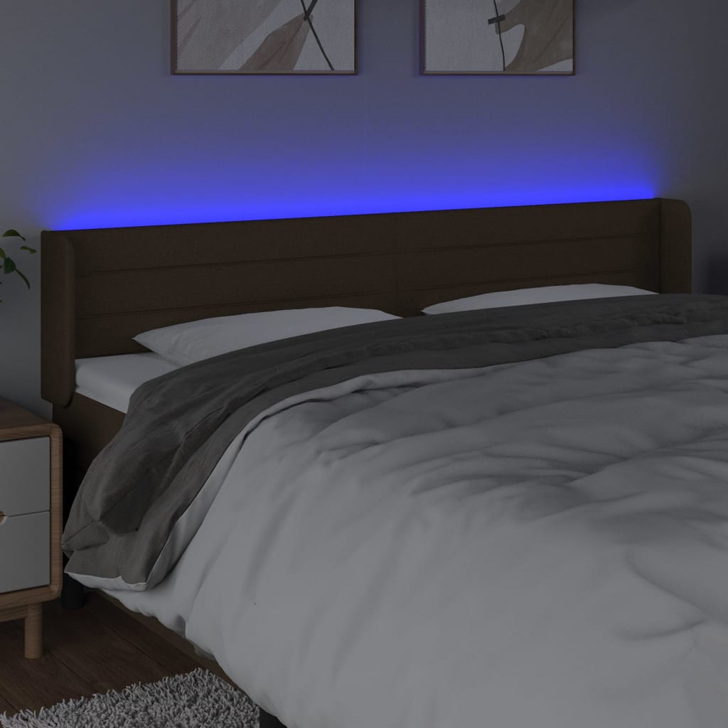 Testiera a LED Marrone Scuro 163x16x78/88 cm in Tessuto - homemem39