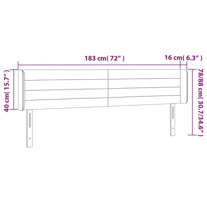 Testiera a LED Nera 183x16x78/88 cm in Tessuto - homemem39