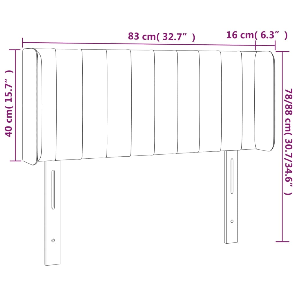 Testiera a LED Nera 83x16x78/88 cm in Tessuto - homemem39