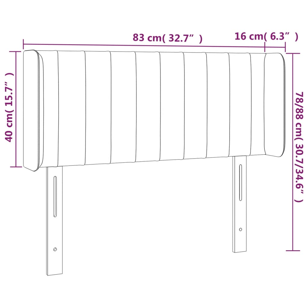 Testiera a LED Marrone Scuro 83x16x78/88 cm in Tessuto