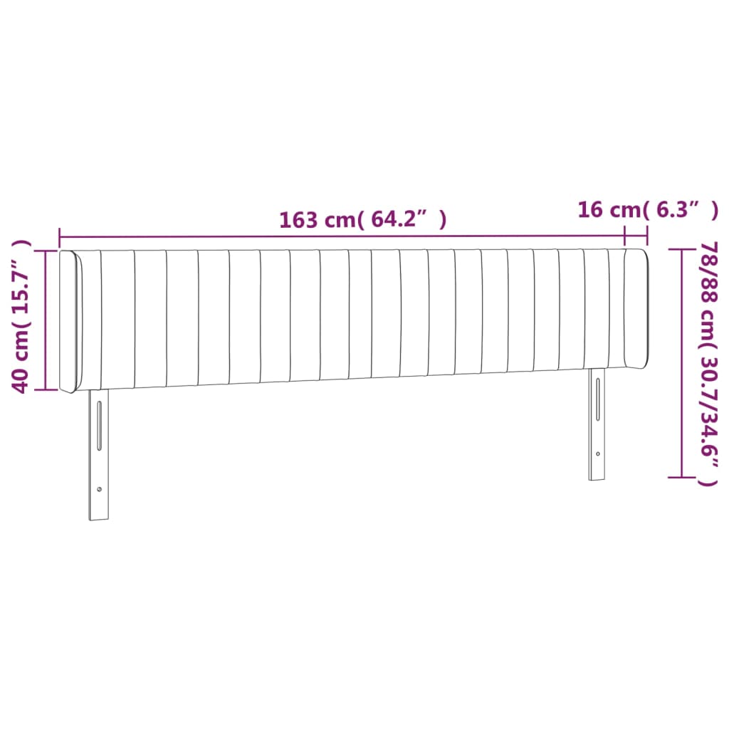 Testiera a LED Marrone Scuro 163x16x78/88 cm in Tessuto - homemem39