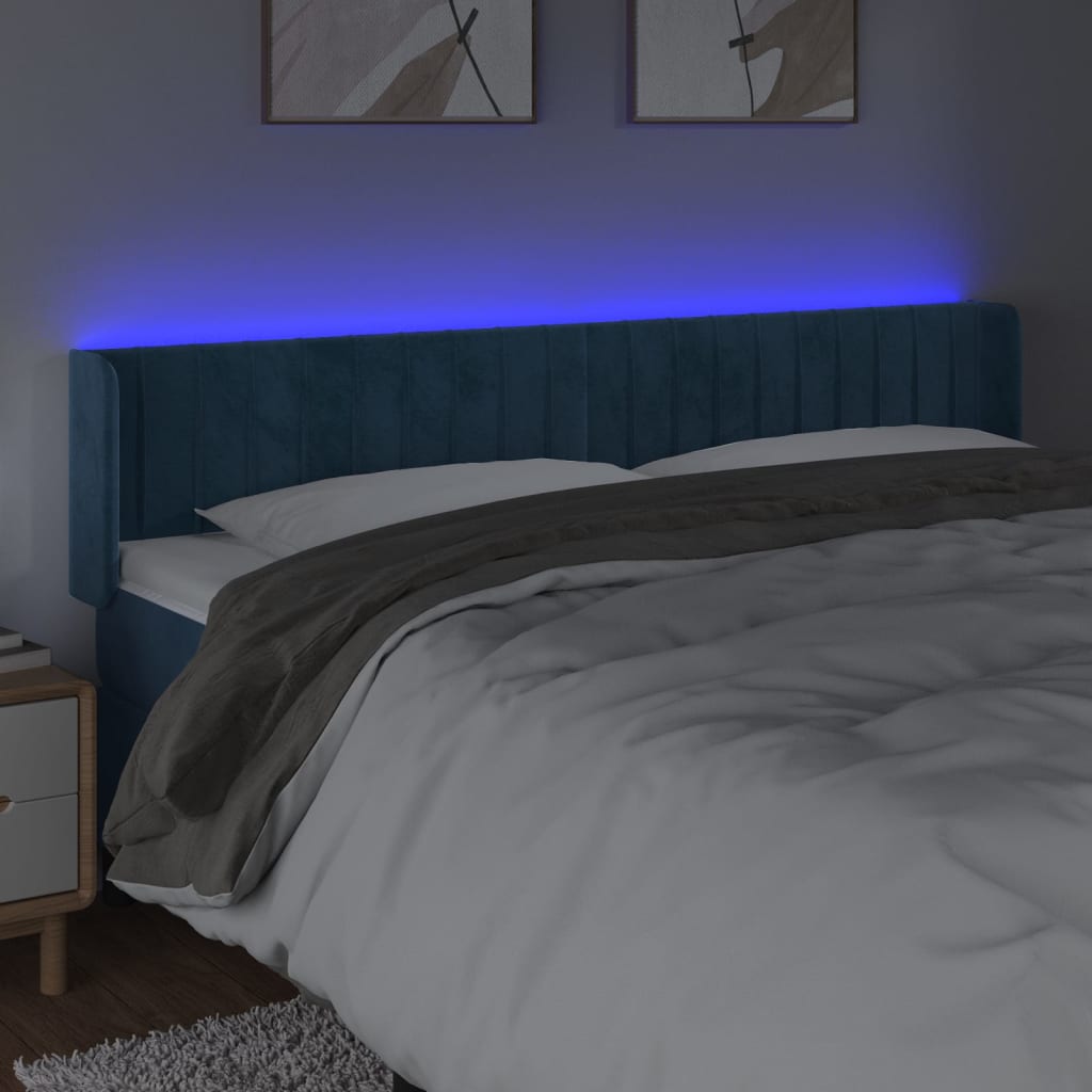 Testiera a LED Blu Scuro 183x16x78/88 cm in Velluto - homemem39